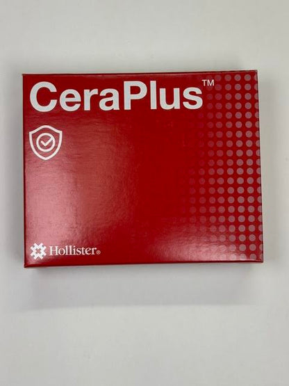 A retail box of 10 Hollister 11204 one piece drainable ostomy pouches with CeraPlus skin barrier at Lexicon Medical Supply.