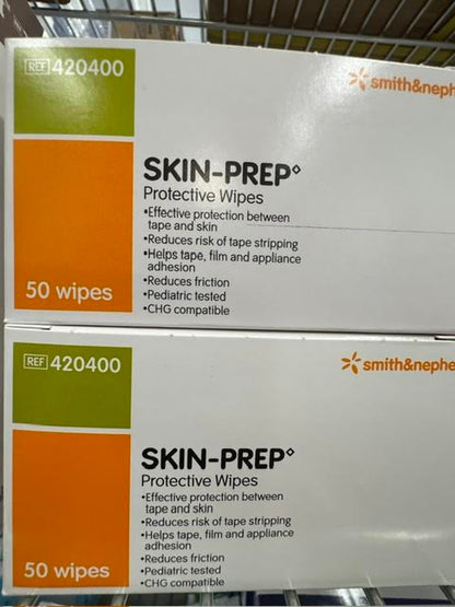 Two boxes of Smith & Nephew 420400 SKIN-PREP liquid protective barrier wipes at Lexicon Medical Supply.