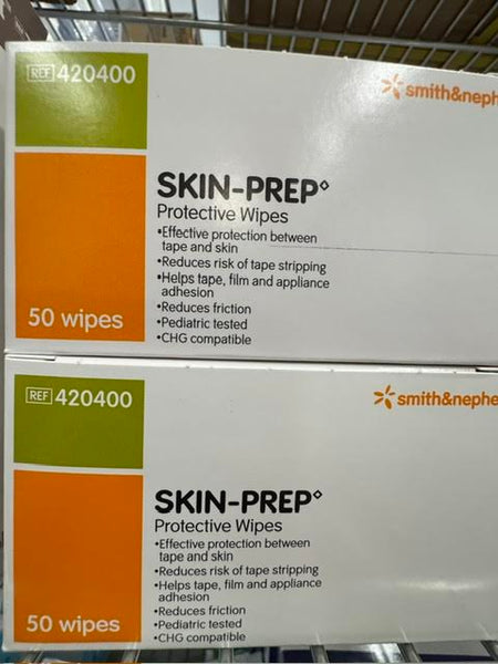 Two boxes of Smith & Nephew 420400 SKIN-PREP liquid protective barrier wipes at Lexicon Medical Supply.