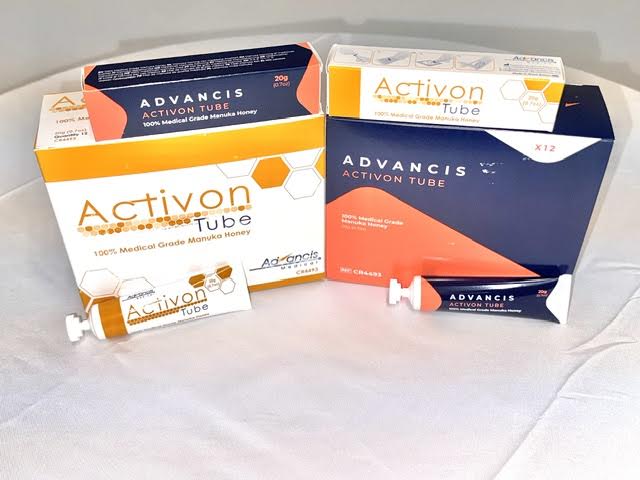 Activon pure medical grade Manuka honey wound gel boxes by Advancis Medical at Lexicon Medical Supply.