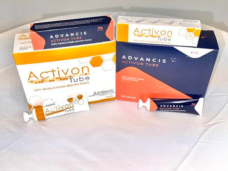 Activon pure medical grade Manuka honey wound gel boxes by Advancis Medical at Lexicon Medical Supply.