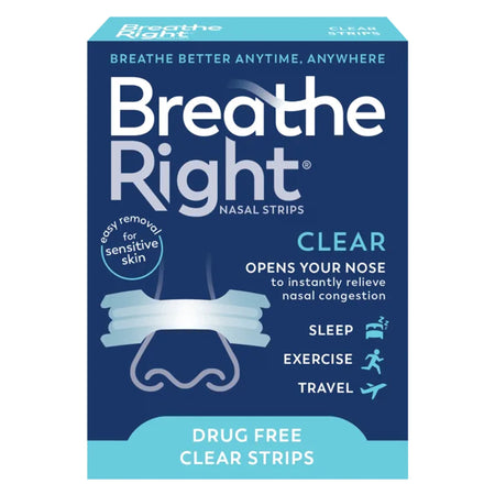 Foundation Consumer Healthcare LLC 81007180005 Breathe Right Nasal Strips Clear for Sensitive Skin, Large