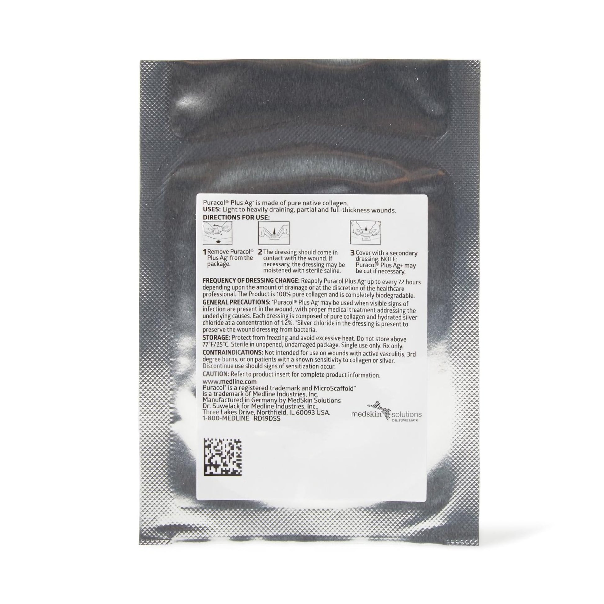 Puracol Plus AG Collagen Dressing with Silver, 2 x 2 Inch by Medline product image - view 2