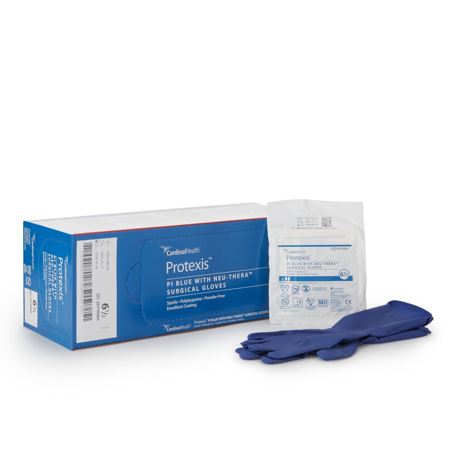 Cardinal 2D73EB65 Protexis™ Blue with Neu-Thera® Polyisoprene Surgical Glove, Size 6.5, Blue