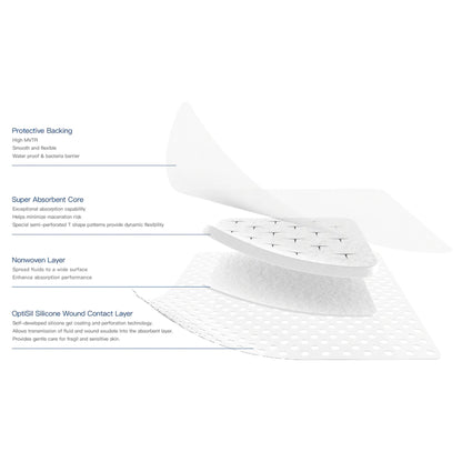 Super Absorbent Dressing Excel SAP Silicone Adhesive 6 X 7 Inch Square