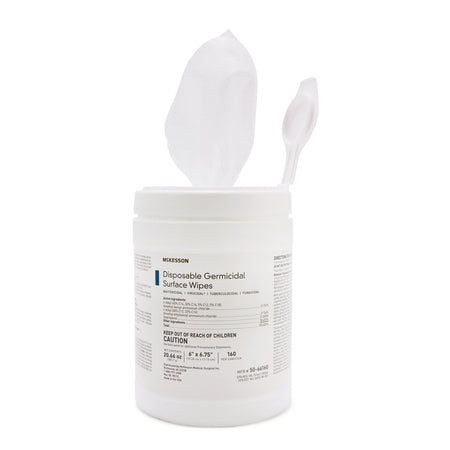 McKesson 50-66160 Germicidal Large Surface Disinfectant Wipes, Canister, 160 ct.
