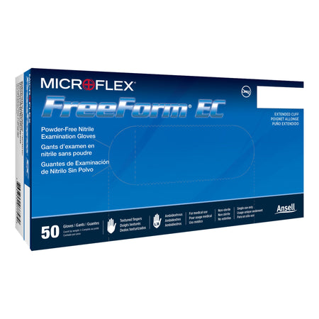 Microflex FFE-775-XXL FreeForm EC Nitrile Extended Cuff Length Exam Glove, 2X-Large, Blue