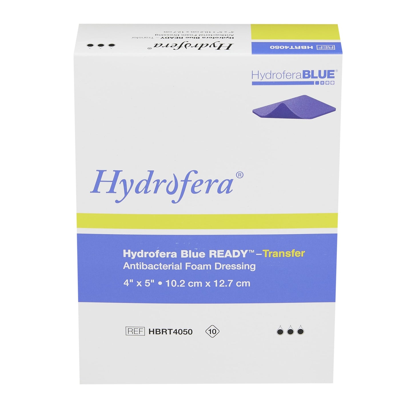 Antibacterial Foam Dressing Hydrofera BLUE® READY-Transfer 4 X 5 Inch Without Border Without Film Backing Nonadhesive Rectangle Sterile