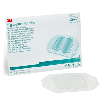 Solventum 90802 3M Tegaderm Absorbent Acrylic Transparent Film Dressing, 5-7/8 x 6 Inch