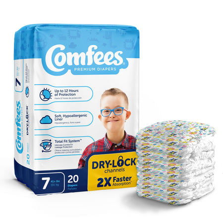 Attends 907036 Comfees Premium Baby Diapers, Moderate-Absorbent, Size 7