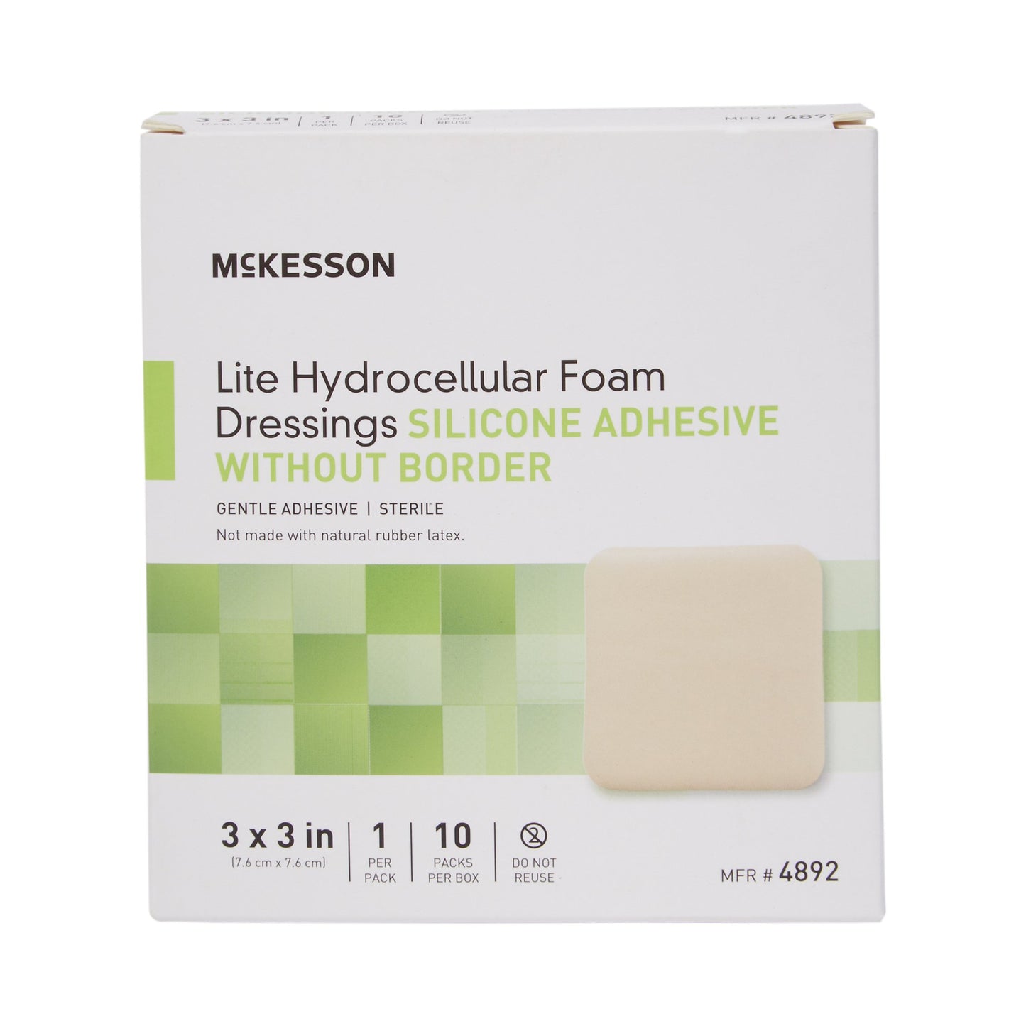 McKesson Lite Hydrocellular Foam Dressing w/ Silicone Adhesive w/o Border, 3 x 3