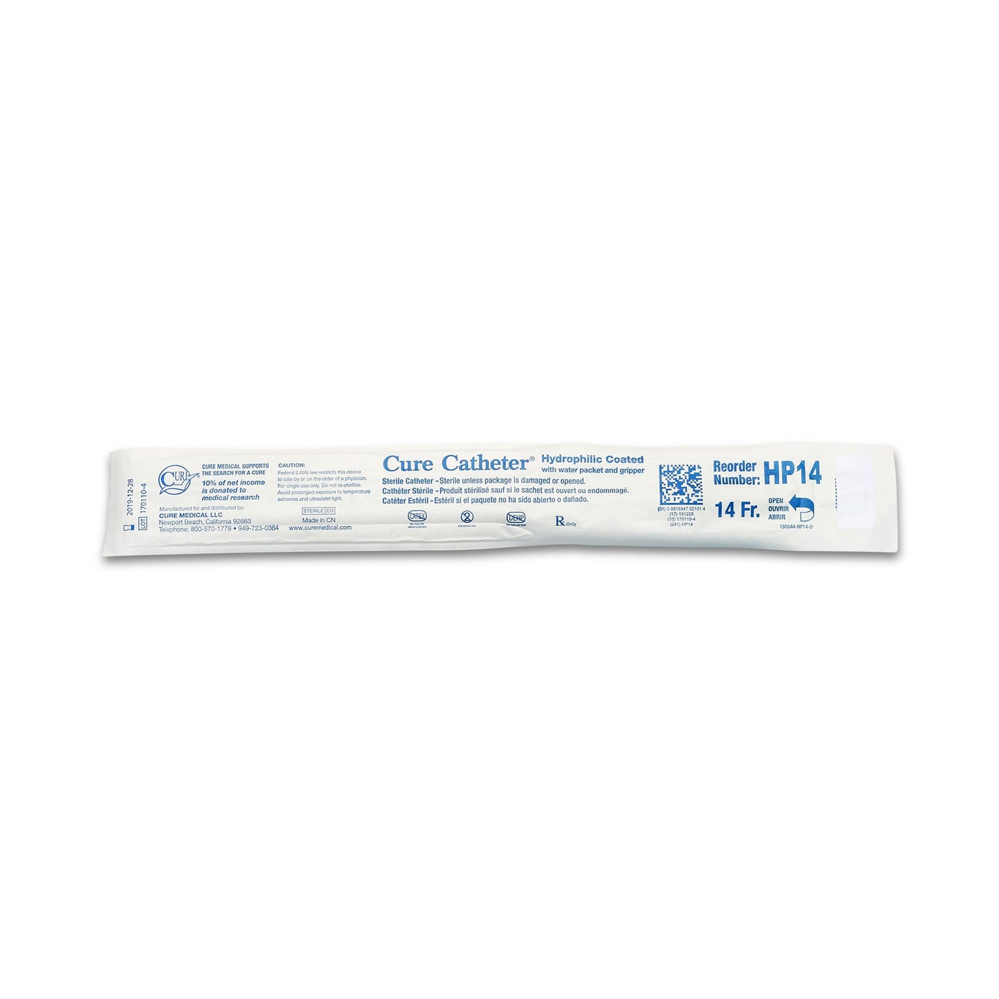 Cure Catheter™ Urethral Catheter, 14 Fr., Unisex, Straight