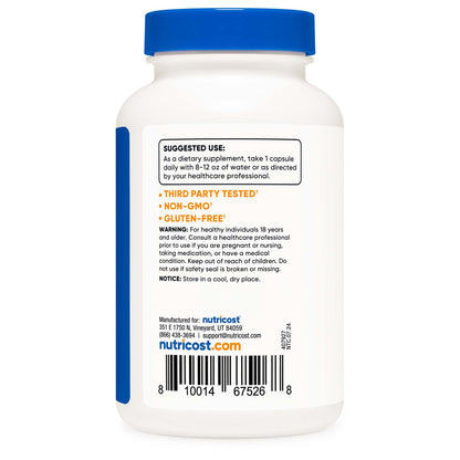 Dietary Supplement nutricost® Biotin 10 mg Strength Capsule 240 Per Bottle