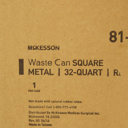 McKesson Trash Can with Plastic Liner, Square, Steel, Step-On