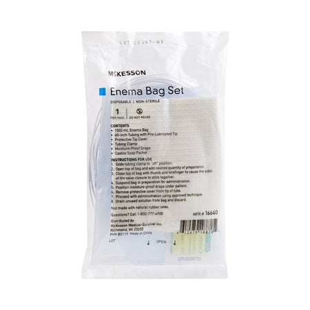 McKesson 16640 Enema Bag Set, 1500 mL, Pre-Lubricated Tip