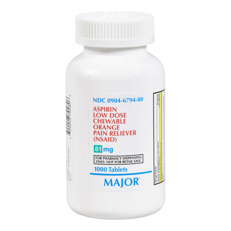 Major Pharmaceuticals 904679480 Low Dose Chewable Aspirin, Orange Flavor