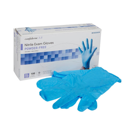 McKesson 14-690 Confiderm 3.8 Nitrile Exam Glove, Extra Large, Blue
