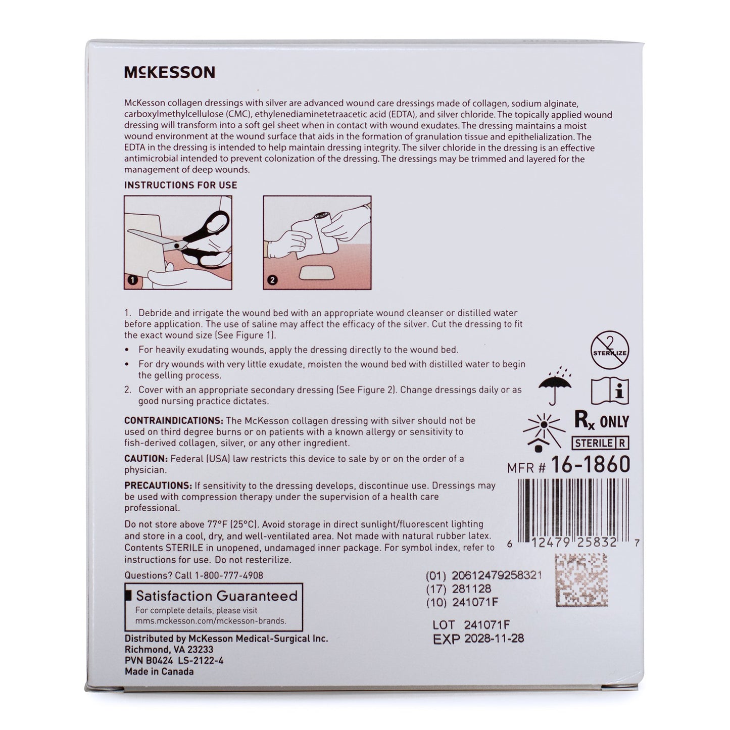 McKesson Silver Collagen Dressing, 2 x 2 Inch