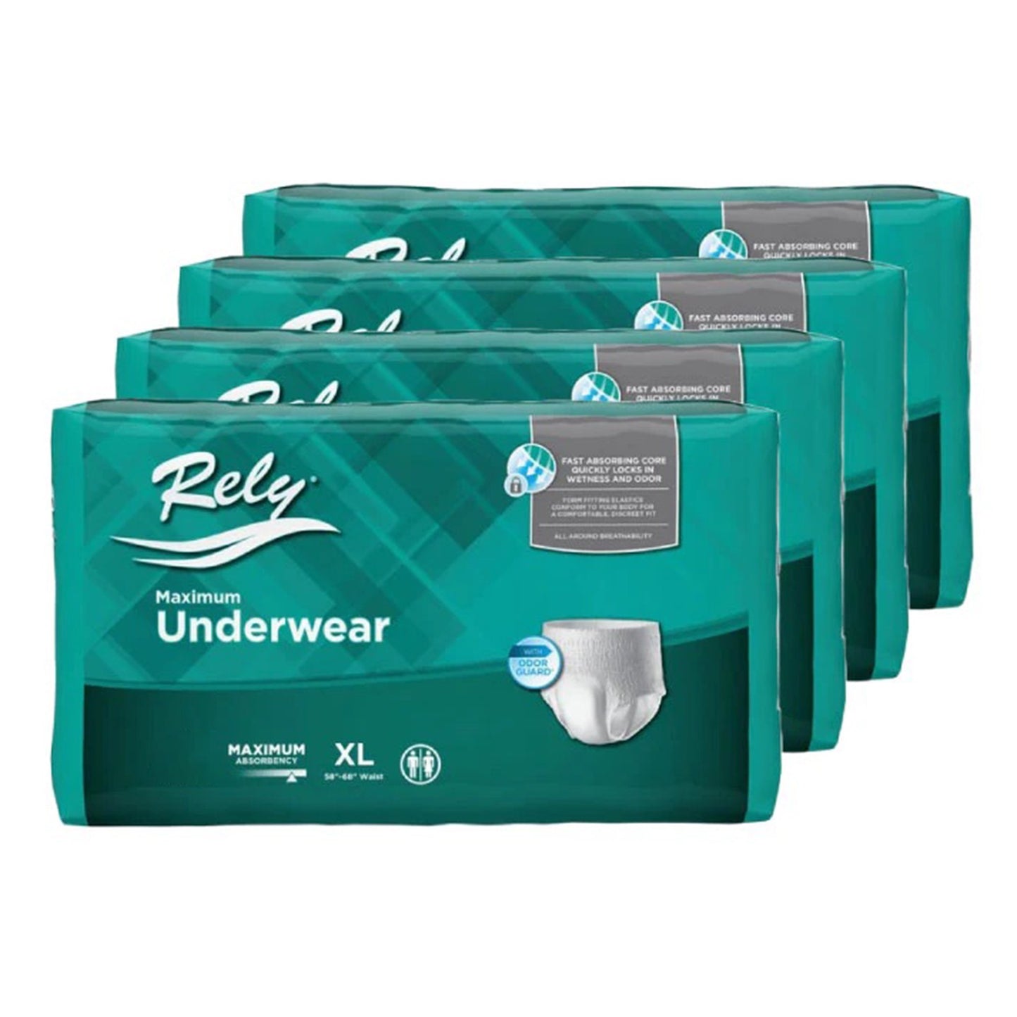 Absorbent Underwear Rely® Maximum Pull On with Tear Away Seams Adult X-Large Unisex Disposable Heavy Absorbency
