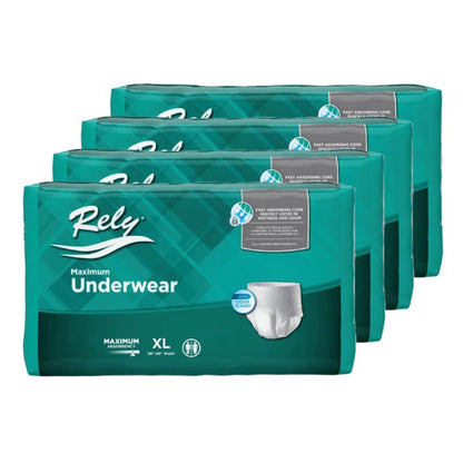 Absorbent Underwear Rely® Maximum Pull On with Tear Away Seams Adult X-Large Unisex Disposable Heavy Absorbency