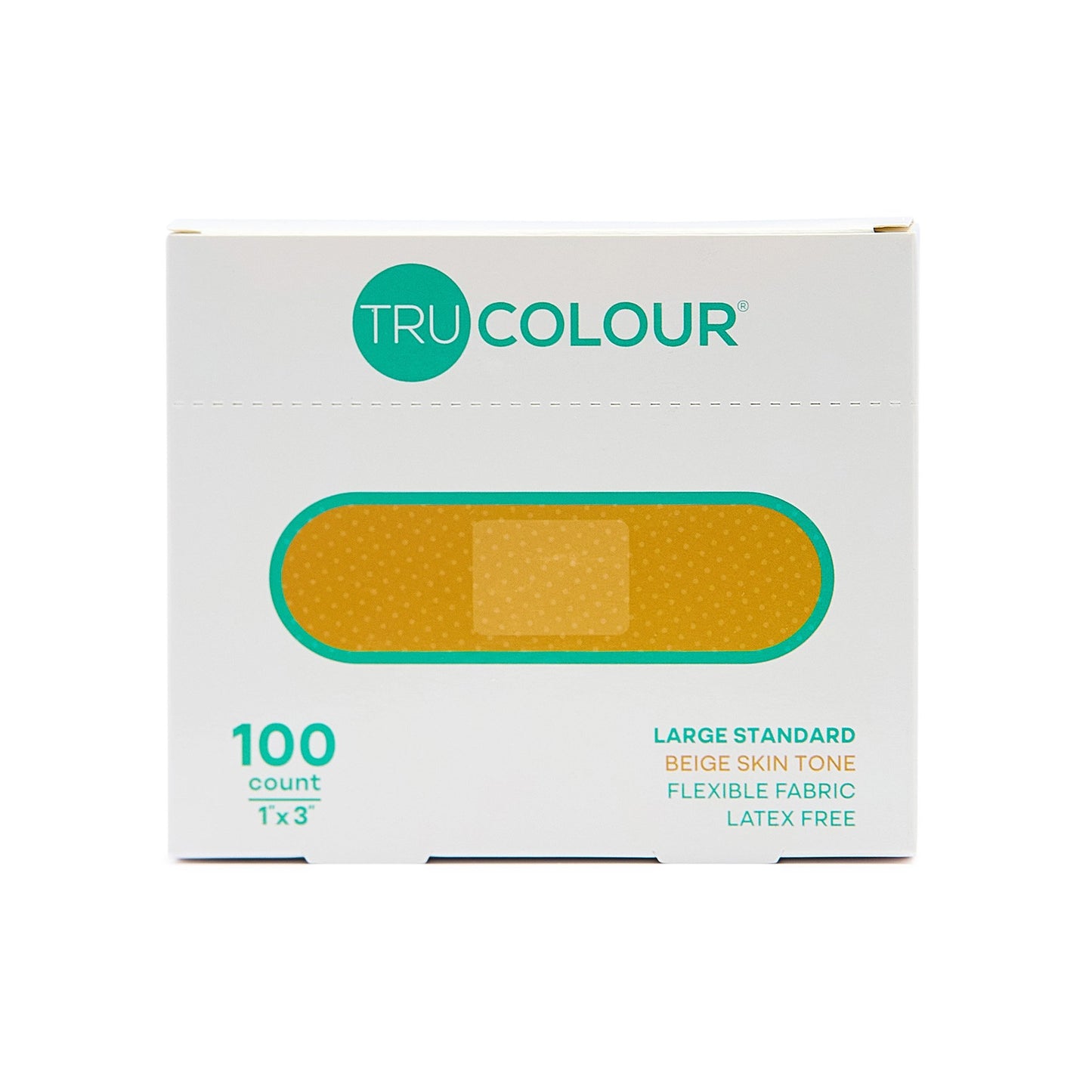 Tru-Colour Skin Tone Shade Fabric Bandage Adhesive Strips – Beige, 1 x 3 Inch