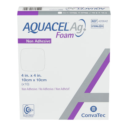 Aquacel® Ag Nonadhesive Silver Foam Dressing, 4 x 4 Inch