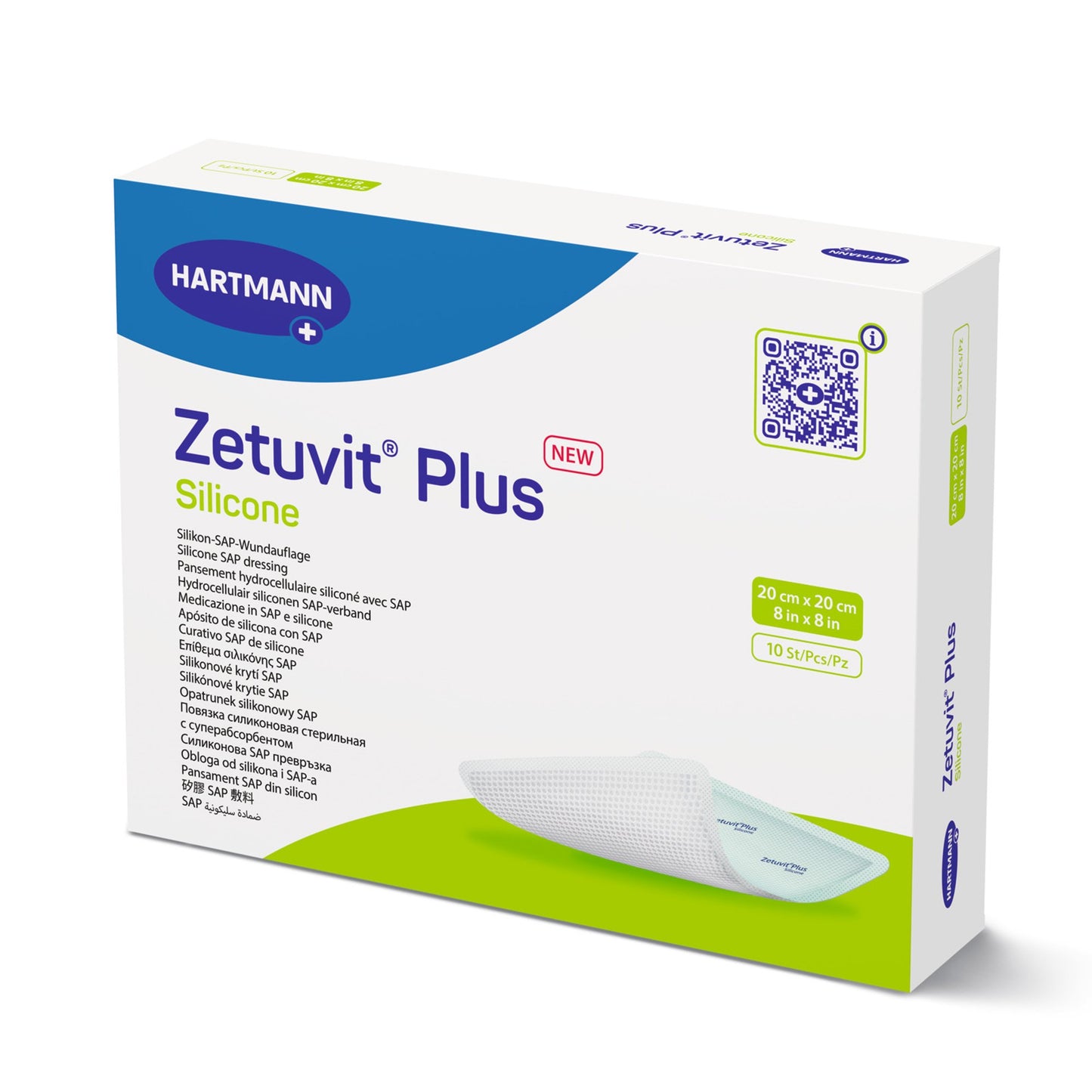 Zetuvit® Plus Silicone Super Absorbent Dressing, 8 x 8 Inch