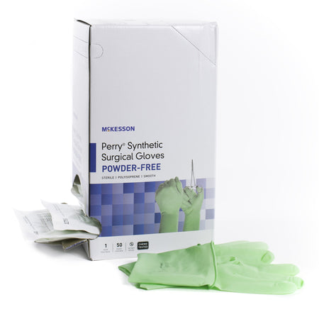 McKesson 20-2070N Perry Performance Plus Polyisoprene Surgical Glove, Size 7, Green