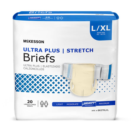 McKesson BRSTRLXL Ultra Plus Stretch Heavy Absorbency Incontinence Brief, Large / X-Large