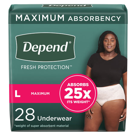 Kimberly-Clark 53743 Depend Fresh Protection Women's Maximum Absorbency Underwear, Large