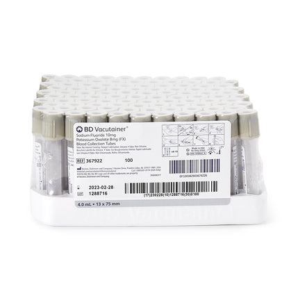 BD 367922 Vacutainer Venous Blood Collection Tube Sodium Fluoride / Potassium Oxalate Additive 4 mL BD Hemogard Closure.