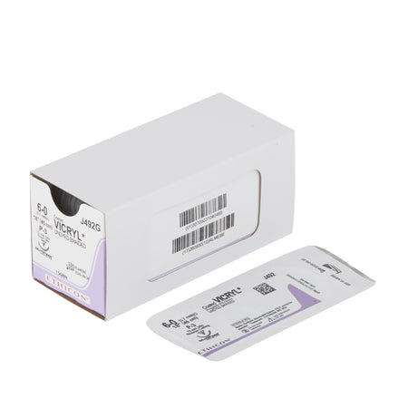 Ethicon J492G Coated Vicryl Polyglactin 910 Absorbable Suture with Needle, Precision Reverse Cutting