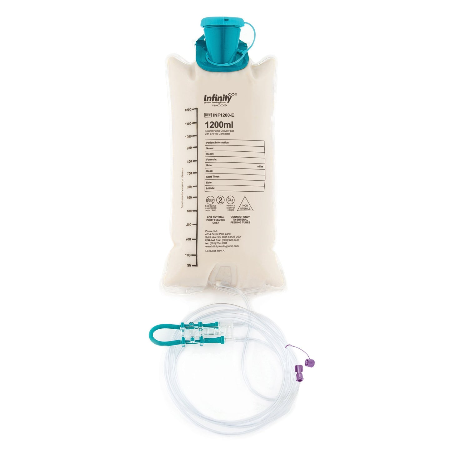 Enteral Feeding Pump Bag Set with ENFit® Connector Infinity® 1200 mL Silicone NonSterile ENFit® Connector