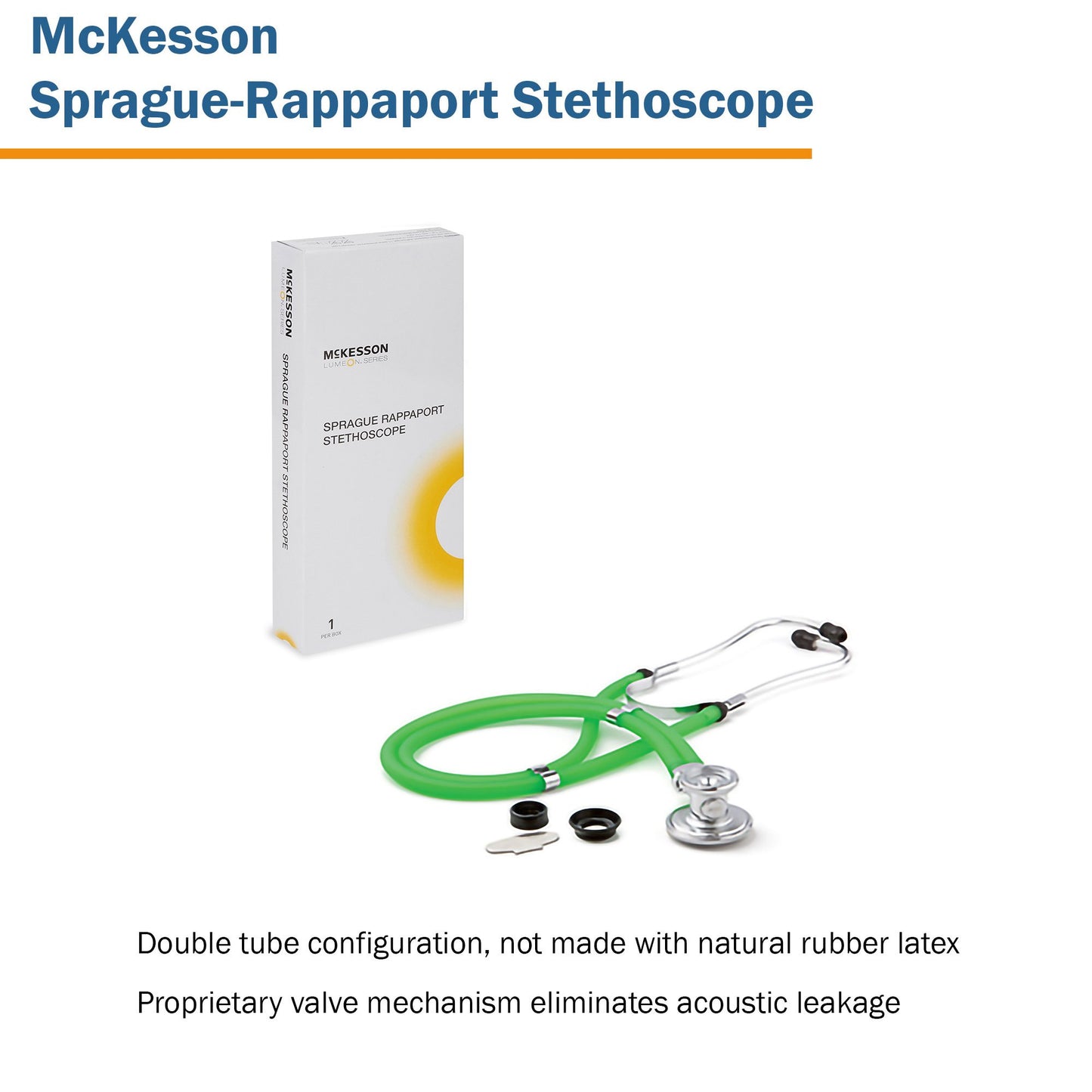 McKesson Sprague-Rappaport Stethoscope, 22 Inch, Green