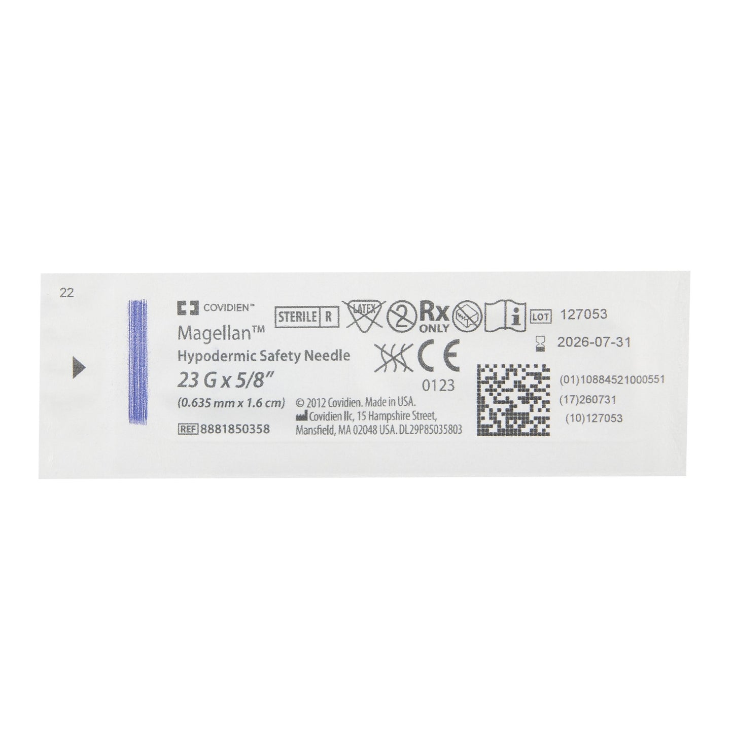 Monoject™ Magellan™ Safety Hypodermic Needle, 23 Gauge, 5/8 Inch Length