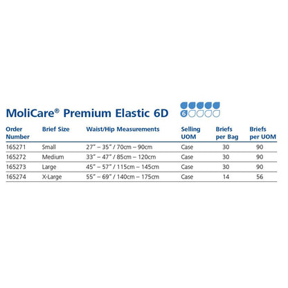MoliCare® Premium Elastic 6 Drop Absorbency Incontinence Briefs, Medium
