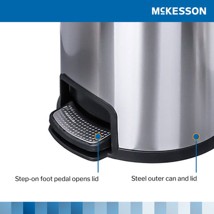 Trash Can McKesson 32 Quart / 8 gal. Silver Metal Round