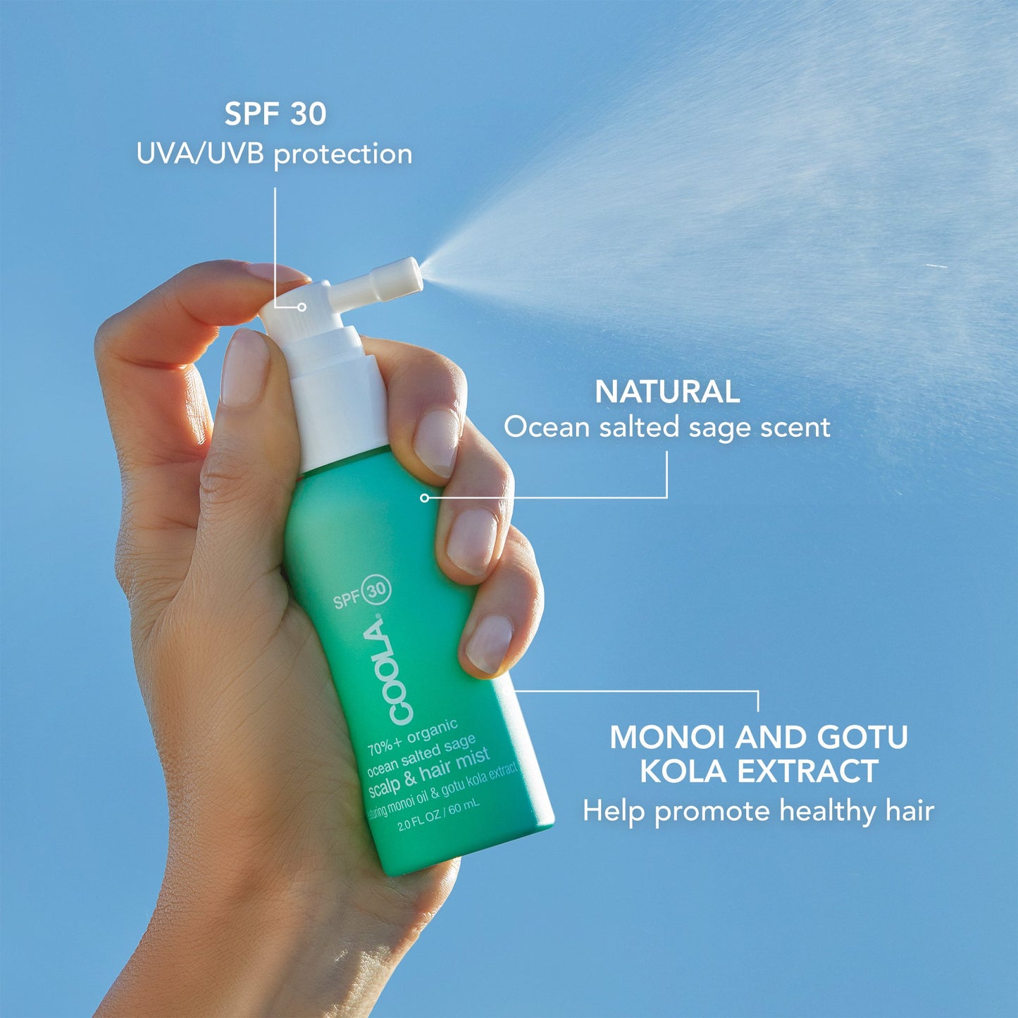 Scalp and Hair Sunscreen COOLA® SPF 30 Liquid 2 oz. Pump Bottle