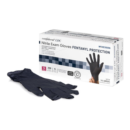 McKesson 14-6N52C Confiderm LDC Nitrile Exam Glove, Small, Black