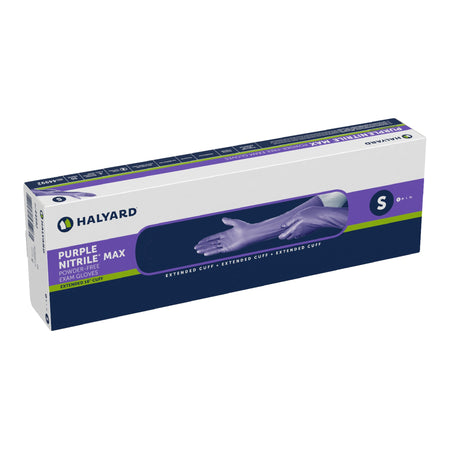 Halyard 44992 Purple Nitrile Max Extended Cuff Length Exam Glove, Small