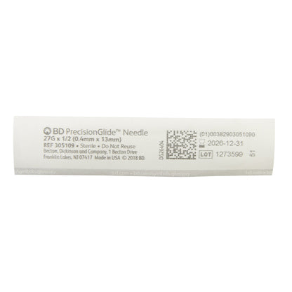 PrecisionGlide™ Hypodermic Needle, 27 Gauge, 1/2 Inch Length