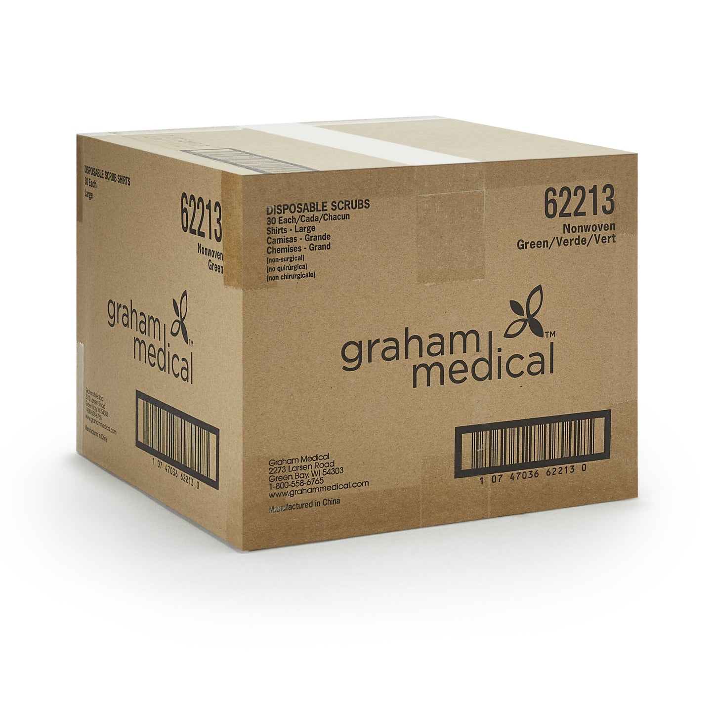 Graham Medical Short Sleeve Scrub Shirt, Green, Large