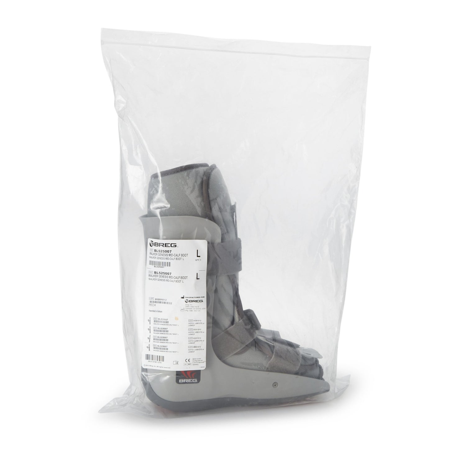 Breg® Genesis Mid-Calf Air Walker Boot, Large, Gray