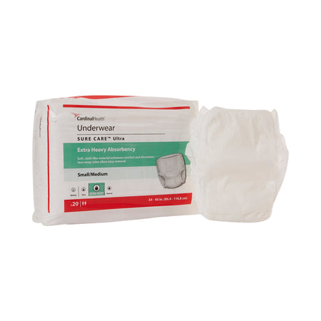 Cardinal 1430A Sure Care Ultra Extra Heavy Absorbent Underwear, Small / Medium