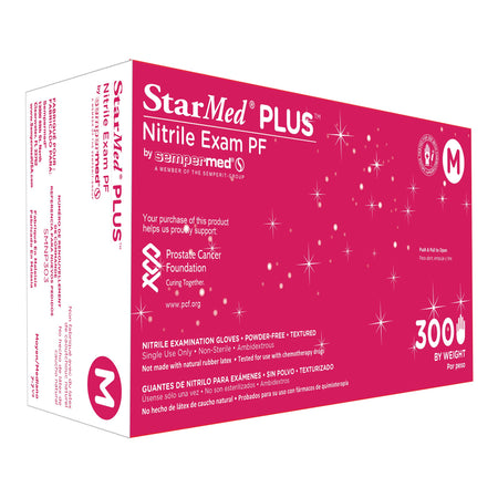 Sempermed SMNP303 StarMed Plus Nitrile Exam Glove, Medium, Blue