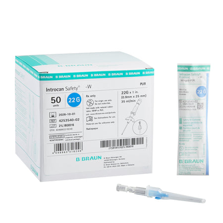 Introcan Safety® Peripheral IV Catheter, 22 Gauge, Winged