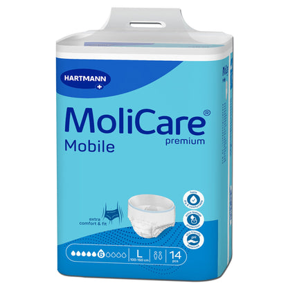Absorbent Underwear MoliCare® premium Mobile 6D Pull On with Tear Away Seams Adult Large Unisex Disposable Moderate Absorbency