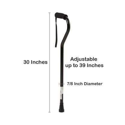 McKesson Black Aluminum Offset Cane, 30 – 39 Inch Height