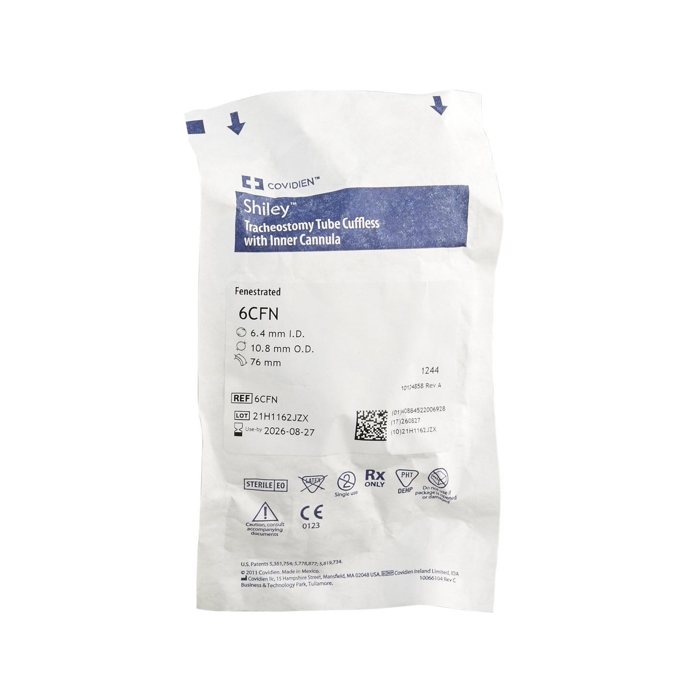 Uncuffed Tracheostomy Tube Shiley™ Reusable IC Size 6.0 Adult