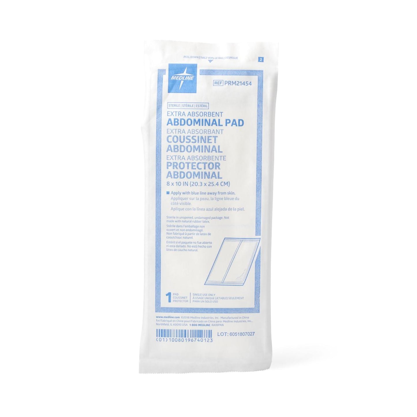 Caring® Sterile Abdominal Pad, 8 x 10 Inch